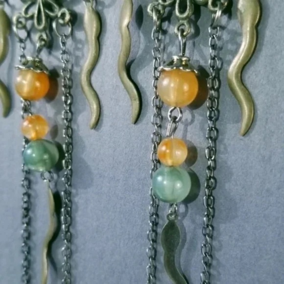 Boho Snake Charm Dangling Earrings - Picture 3 of 5